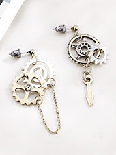 cheap Accessories-Women's Mardi Gras Multi-Style Asymmetrical Steampunk Gear Earrings - Alloy Drop Dangle for Carnival, Cosplay and Masquerade