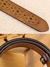 halpa Naisten vyö-Naisten aitoa nahkaa oleva vyö, vintage-rei'itetty kukkakuvio metallisoljella, rento klassinen tyyli, monivärinen vyö farkkuihin, mekkoihin, jokapäiväiseen käyttöön ja ulkoiluun.