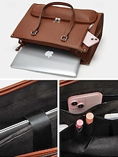 cheap Handbag &amp; Totes-Women's Faux Leather Tote Bag with Adjustable Shoulder Strap, Large Capacity, Waterproof, Multiple Colors - Perfect for Weekend Getaways and Daily Commute