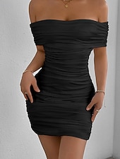 economico Vestito Semplice-Per donna Mini Abito Vestito da Festa Abito da Cocktail Tubino Moda Moderno Feste Cocktail party Vestibilità regolare Semplice Senza Maniche Senza Spalle Nero Bianco Giallo Rosso Estate