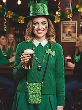 economico Accessori-borsa a tracolla da donna con stampa trifoglio per San Patrizio – motivo trifoglio verde, elegante &amp;accessorio festivo per le celebrazioni