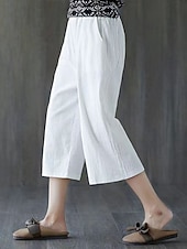 olcso Alapvető műbőr alsók-Női Capri nadrágok Műpamut ágynemű Nadrág Nyári nadrág Szabadság Alap Alkalmi Borjú-hossz Magas derék Sima Zseb Elasztikus derékpánt Mokaszinok Mekano Légáteresztő Nyúlós Tengerpart Szabadság Fekete