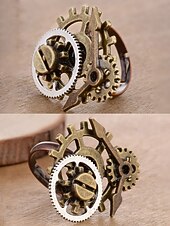 halpa Lisätarvikkeet-Naisten Mardi Gras steampunk antiikkiseosrataskäyttö ja kelloa käden sormus - monivärinen teollinen lisävaruste karnevaaleille ja pukeutumisjuhliin