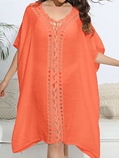 levne Kaftans-Dámské Plavky Přehozy Šaty do vody Sleva až 30% Plavky Vystřižený prázdniny Oblečení na pláž Pevná barva Do V Krátké rukávy Plavky