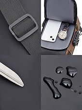 billiga Herrväskor-Herrväska i flerfärgad nylon för resor, vandring och friluftsliv - vattentålig axelväska med extern USB-port