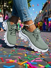 abordables Chaussures de femme-Baskets de course orange pour femmes tissu en mesh respirant chaussures de sport confortables et légères pour le carnaval le festival et les activités de plein air