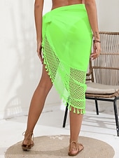 tanie Spódnica kopertowa-Kostium kąpielowy damski okrycie wierzchnie owinięcie frędzle wakacyjne wdzianko plażowe jednolity kolor bez rękawów kostiumy kąpielowe