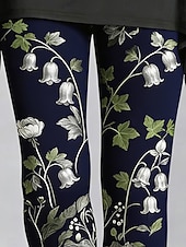 preiswerte -Damen Leggings Gemütliche Leggings Urlaub Vintage Lässig Volle Länge Hohe Taille Blumen Grafik Drucken Komfort Bequem Dehnbar Lässig Täglich Urlaub Schwarz Frühling Herbst Schmale Passform