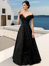  Šaty A-line do země formální večerní róby quinceanera elegantní večerní svatební šaty bez rukávů s ramínky s třpytivými flitry a rozparkem