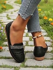 economico Slip-ons e mocassini da donna-Mocassini casual cammello da donna – Loafers slip-on in ecopelle con cinturino in strass perfetti per un abbigliamento quotidiano comodo passeggiate ufficio guida e outfit casual