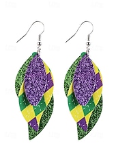 economico Accessori-WooHoo Orecchini di pelle da donna per Mardi Gras – Colorati luccicanti regolabili con design multi-stile – Perfetti per Carnevale e accessori per costumi da ballo mascherato