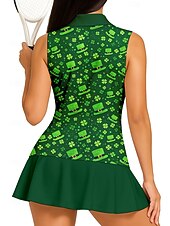 זול חולצת נשים-סיינט פטריק בגדי ריקוד נשים Apila חולצת ספורט חולצת POLO Rövid felső חולצת טניס ללא שרוולים פרחוני כפתורים UPF50+ עמידות UV גמישות גבוהה פתילת לחות נושם כדור עף טניס גולף קולר צווארון מתקפל