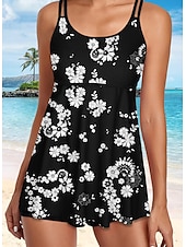 cheap Swimdresses-Women's Swimwear Tankini Swimsuit Cool Sexy Flower Sleeveless Bathing Suits