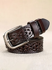 halpa Naisten vyö-Naisten aitoa nahkaa oleva vyö, vintage-rei'itetty kukkakuvio metallisoljella, rento klassinen tyyli, monivärinen vyö farkkuihin, mekkoihin, jokapäiväiseen käyttöön ja ulkoiluun.