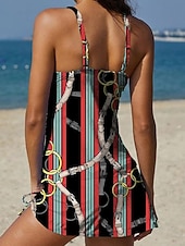 abordables Tankinis-Mujer Bañadores Tankini Falda Traje de baño Elegante Vacaciones Floral Graphic Escote en Pico Sin Mangas Trajes de baño