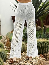 Χαμηλού Κόστους Τυλίξτε Φούστα-Γυναικεία Μαγιό Που καλύπτει Παντελόνι Μαγιό Με κοψίματα Διακοπές Ρούχα παραλίας Συμπαγές Χρώμα Αμάνικο Μαγιό