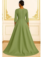  A-Linie Schlauchkleid Bodenlang Perlenbestickt Abendkleid Kleid der Brautmutter Abendkleid Ballkleid mit Überrock Festliche Kleidung Elegant Glitzernd seidig Dreiviertelarm V Ausschnitt Hochzeit