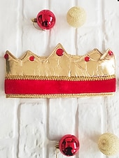 economico Accessori-Corona da re in tessuto poliestere per uomini – design dorato e rosso perfetta per feste di carnevale e balli in maschera