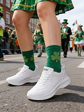  Women's Green Lace-Up Sporty Sneakers – Perfect for St. Patrick's Day Parades, Casual Outings and Active Days
