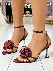 Χαμηλού Κόστους Καλεσμένος γάμου-Γυναικεία μαύρα σανδάλια με ροζ τακούνι - κομψά φλοράλ ψηλοτάκουνα με χρυσές λεπτομέρειες, κομψά παπούτσια για εκλεπτυσμένους γάμους στην πόλη