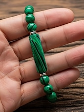 abordables Fête de la Saint-Patrick-Bracelet pour homme en pierre naturelle, perles multicolores avec détails raffinés, idéal pour la Saint-Patrick et au quotidien, élégant et unique.