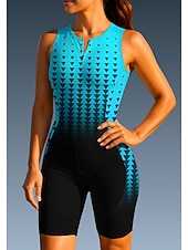 economico Abbigliamento Triathlon Donna-Per donna Maglia da Ciclismo Tuta da triathlon Maglia da downhill Senza Maniche Estate Primavera Autunno Blu Geometrico Sfumatura Bicicletta Protezione solare Resistente ai Raggi UV Cuscinetto 3D