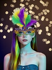 levne Příslušenství-Dámská pírková benátská maškarní maska - Barevný laserem vyřezávaný kostýmový doplněk pro karnevalové párty cosplay a oslavy