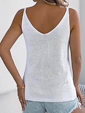 ieftine Culori Solide-Pentru femei Pulover Vestă pulover Șic Stradă Casual Culoare solidă Cablu În U Decupată Nasturi Tricotat Fără manșon Topuri obișnuite Tricotat Concediu Ieșire Sfârșit de săptămână Negru Alb Var