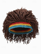 preiswerte St. Patrick&amp;#39;s Day-Herren-Perückenmütze aus Häkelgarn, mehrfarbiges Design mit grünen, roten und gelben Streifen, perfekt für den St. Patrick's Day und Kostümpartys