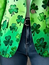 cheap Blazers &amp; Suits-St. Patrick's Day Women's Blazer Warm Comfortable Pocket Buttons Print Daily Casual Trees / Leaves Casual Office Vacation Formal Single Breasted Regular Notch Lapel Regular Fit Long Sleeve