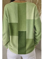  בגדי ריקוד נשים סווטשירט סוודר כפתורים גראפי גיאומטרי אלגנטית אופנתי עבודה שרוול ארוך צווארון עגול קצר חולצות רגילות קזו'אל בית עבודה לבן ורוד מסמיק כתום תלתן אביב סתיו חורף