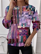 baratos Hoodies Florais-Mulheres Moletons com zíper Zíper Imprimir Floral Gráfico Moda Casual Manga Longa Decote Redondo Tops regulares Rua Dia a Dia Branco Roxo Laranja Verde Primavera Outono Inverno