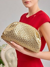 economico Matrimonio ACC-pochette da donna in similpelle con motivo intrecciato in rilievo, vari colori, design elegante per matrimoni ed eventi serali