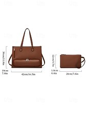 cheap Handbag &amp; Totes-Women's Faux Leather Tote Bag with Adjustable Shoulder Strap, Large Capacity, Waterproof, Multiple Colors - Perfect for Weekend Getaways and Daily Commute