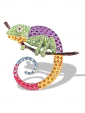 economico Accessori-Spilla in lega per uomo Chameleon disponibile in più colori perfetta per il carnevale e balli in maschera accessorio divertente e alla moda