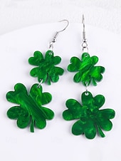 levne Příslušenství-Dámské náušnice s trojlístkem ke Dni svatého Patrika, akrylový materiál, různé styly jetelů, lehké a třpytivé, doplňky pro dámy v irském stylu, ideální na průvody, večírky a sváteční oslavy.