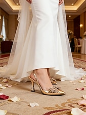 preiswerte Braut-Damen Absätze Party Stadthochzeit Kätzchenabsatz Spitze Zehe Sexy Mikrobielles Leder Loafer Gold