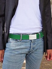 economico Accessori-Cintura da uomo in tela, tessuto multicolore con fibbia argentata elegante, perfetta per il giorno di San Patrizio, il carnevale e l'uso quotidiano, regolabile ed elegante