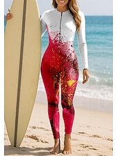 levne Rash guardy One Piece-Dámské Standard Ochrana proti vyrážce Celotělové plavky Potápěčská kombinéza Květinový Abstraktní Přední zip UPF50+ Ochrana proti UV záření Rychleschnoucí Dlouhý rukáv Plavky Bodýčko Surfování Kanoe