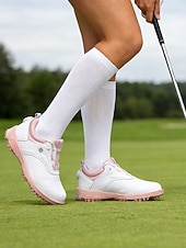 رخيصةأون أحذية جولف نسائية-Women's Golf Shoes - White &amp; Pink Stylish Athletic Sneakers with Non-Slip Sole, Cute Preppy Style for Female Golfers, Perfect for Golf Courses, Casual Outdoor Activities &amp; Daily Wear