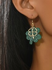  Dámské třpytivé náušnice s trojlístkem ke Dni svatého Patrika – design zeleného třpytivého jetele, slavnostní šperky pro oslavy svátků