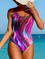 economico Costumi interi-Per donna Costumi da bagno Intero Taglio alto Costume da bagno Abbigliamento da Spiaggia Estate Grafico Geometrico Collo a U Senza Maniche Costumi da bagno