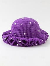 abordables Accesorios-Gorro de punto con trébol y perlas para mujer, varios colores, perfecto para el Día de San Patricio, Carnaval y uso diario.