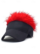 abordables Día de San Patricio-Sombrero de visera de poliéster para hombre con peluca sintética colorida, disponible en varios colores, perfecto para el Día de San Patricio, carnaval y ocasiones festivas.