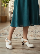 billige 1950-talls retro-Damesko i burgunderfarget skinn fra 1950-tallet – elegante Mary Jane-hæler med justerbar spenne for formelle arrangementer, fester og hverdagsbruk