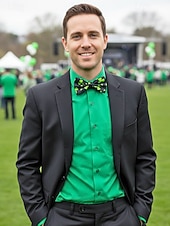 お買い得  アクセサリー-メンズポリエステル蝶ネクタイ、2色のクローバープリントデザイン、聖パトリックの日やカーニバルのお祝いに最適