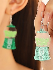 abordables Accessoires-Boucles d'oreilles trèfle en acrylique pour femmes, idéales pour la Saint-Patrick. Modèle léger à paillettes, plusieurs styles disponibles sur le thème du trèfle et de l'Irlande, parfaites pour les défilés, les fêtes, les événements et les célébrations.