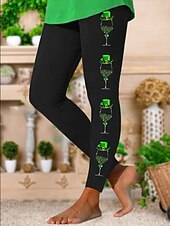 cheap St Patrick's Bottoms-St. Patrick Women's Leggings Active Vacation Fashion Full Length High WaistPants Graphic Shamrock Print High Cut Comfort Outdoor Comfortable High Elasticity Vacation Formal Festival Black Summer