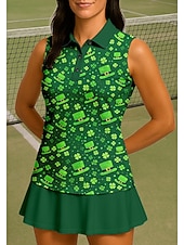 זול חולצת נשים-סיינט פטריק בגדי ריקוד נשים Apila חולצת ספורט חולצת POLO Rövid felső חולצת טניס ללא שרוולים פרחוני כפתורים UPF50+ עמידות UV גמישות גבוהה פתילת לחות נושם כדור עף טניס גולף קולר צווארון מתקפל