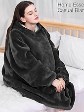 baratos cobertor vestível-Manta vestível com capuz, aconchegante e macia, ideal para adultos. Presente perfeito para mulheres, mães e para ela mesma. Roupa de descanso quentinha e confortável.
